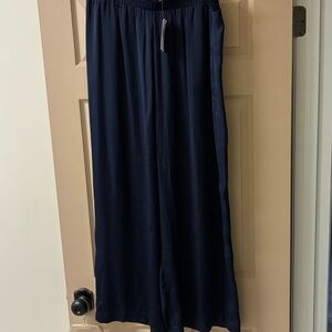 Philosophy Navy Blue Wide-Leg Flow Pants
